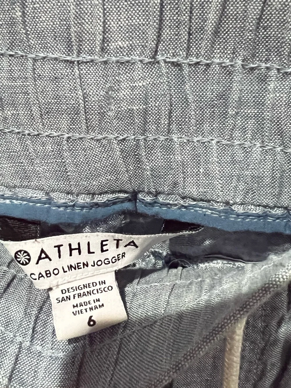 Athleta Light Gray Drawstring Joggers Cabo Linen Joggers Size 6 EUC